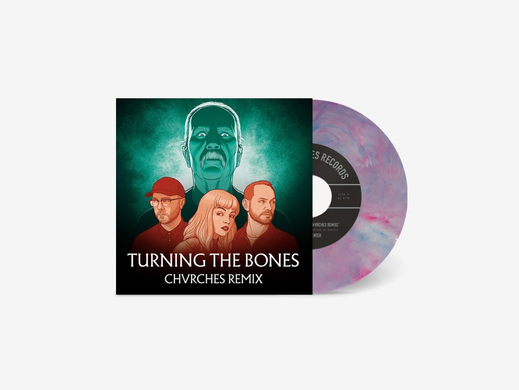 John Carpenter & CHVRCHES: Turning The Bones (CHVRCHES remix) b/w Good Girls (John Carpenter remix): Blue and Pink Marble 7" - Steadfast Records