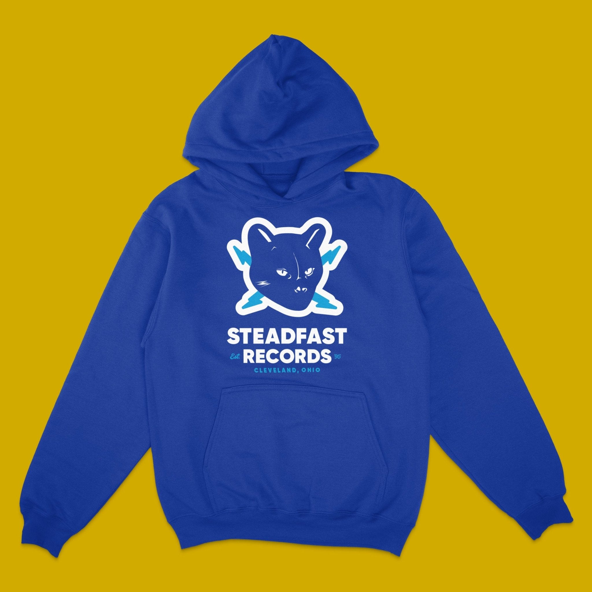 Steadfast Records: Classic Cat Logo: Pullover Hooded Sweatshirt - Steadfast Records